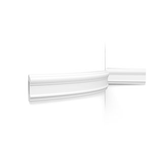 Flexible Orac panel moulding with clean classic profile fitted around a curved wall