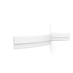 Flexible Orac modern wall panel moulding with bold stepped profile on a curved wall