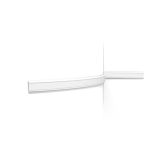 Flexible Orac slim wall panel moulding with subtle detailing fitted around a curved wall