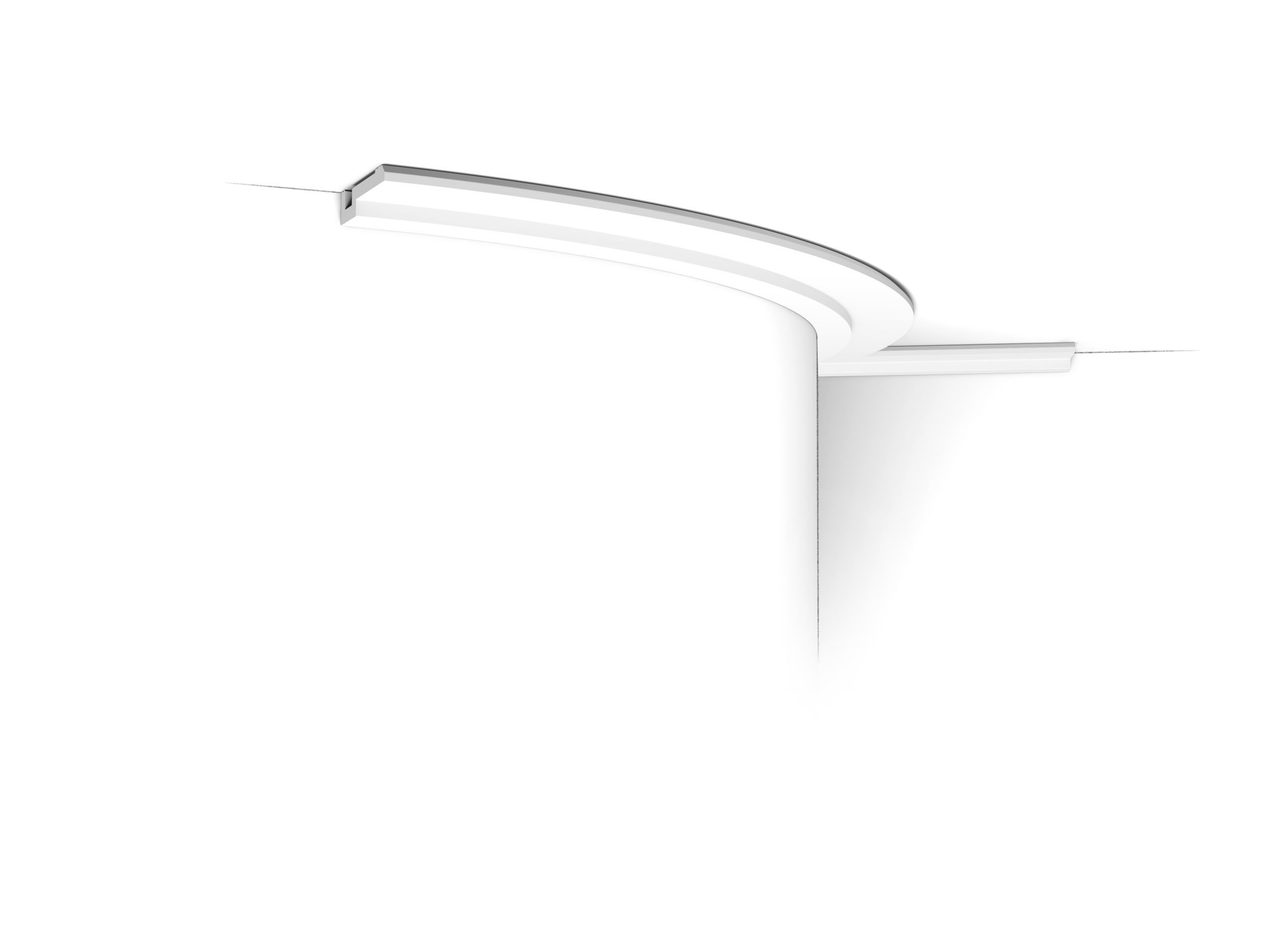 Flexible Orac cornice installed on curved wall and ceiling junction
