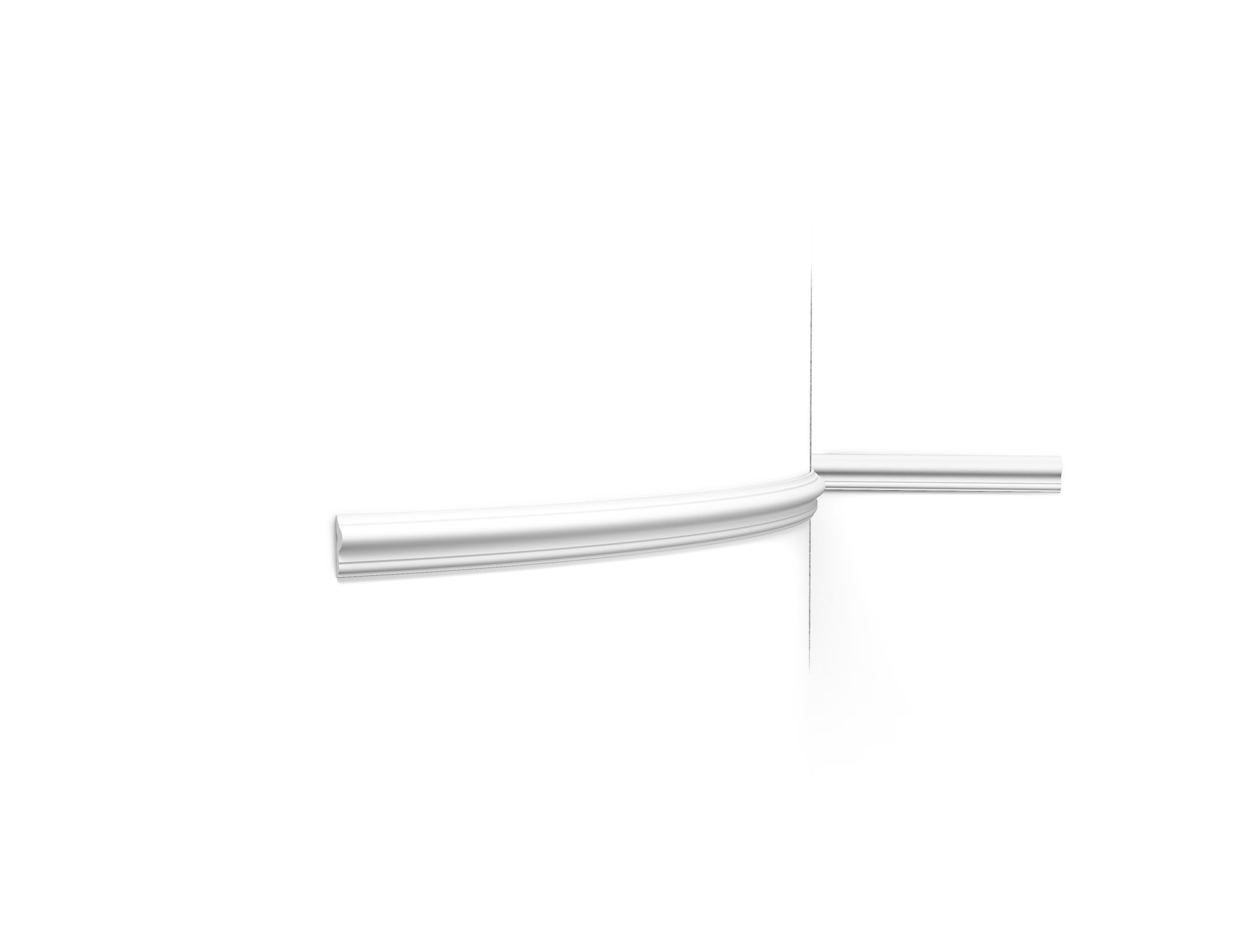 Flexible Orac slim panel moulding with fine decorative detailing installed around a curved wall