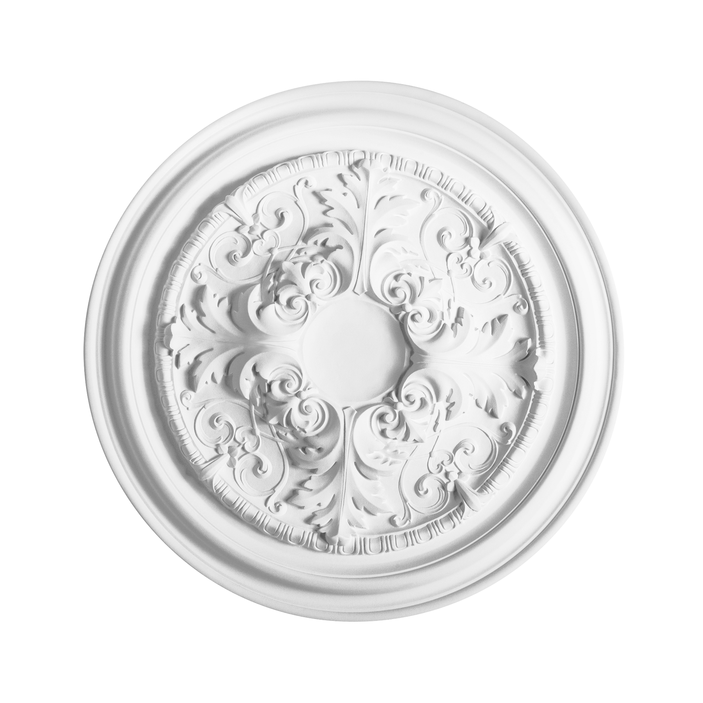 Orac ceiling rose floral scroll centre plain outer ring lightweight