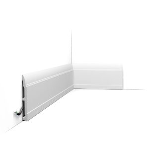 Orac skirting board with cable management channel modern white profile