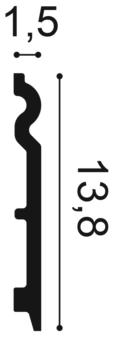 Orac SX138 skirting board dimensions 138mm height profile drawing