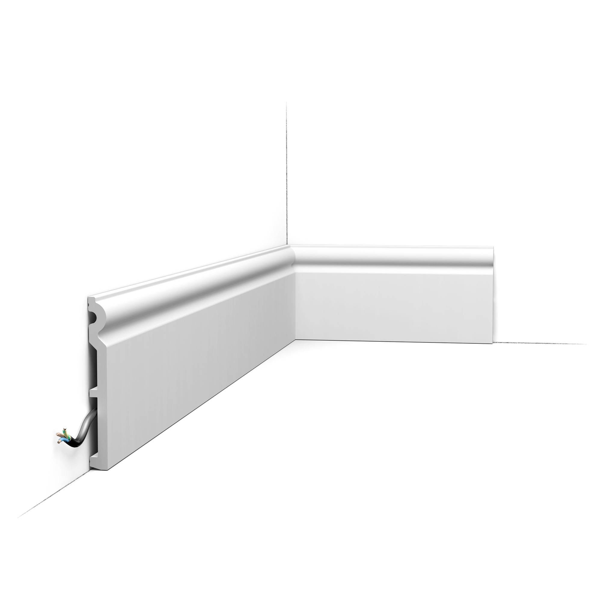 Orac SX138 skirting board with cable management classic curved profile