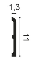 Orac SX184 skirting board profile showing 110mm height and 13mm projection