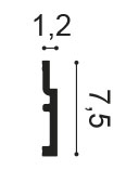 Orac SX187 Skirting Board Profile – 75mm Orac SX187 skirting board profile showing 75mm height and 12mm projection