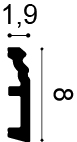 Orac SX195 skirting board profile showing 80mm height and 19mm projection