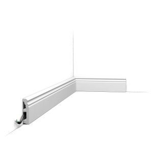 Orac SX195 skirting board installed with classic rounded profile and cable space