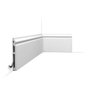 Orac SX206 skirting board installed with classic curved profile and cable space