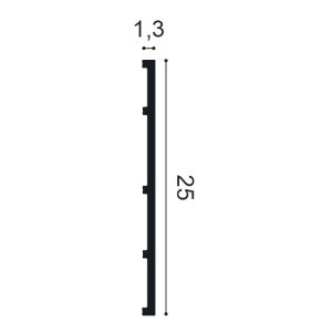 Orac SX207 Skirting Board Cross Section – 250mm x 13mm Orac SX207 skirting board cross section showing 250mm height and 13mm projection