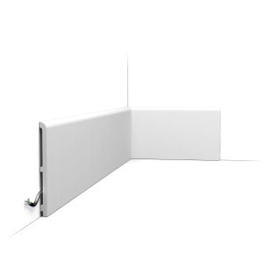 Orac SX212 skirting board installed showing smooth rounded top edge and modern profile
