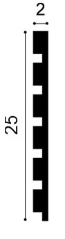 Cross section profile of flexible Orac 3D wall covering with stepped linear design measuring 25mm x 20mm