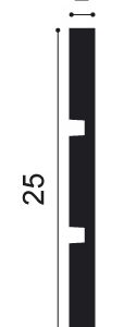 Cross section profile of flexible Orac 3D wall covering with wide horizontal band design measuring 25mm x 20mm
