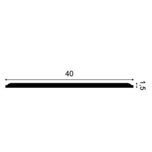 Orac W214 panel moulding cross section with slim rounded profile 40mm wide by 15mm projection
