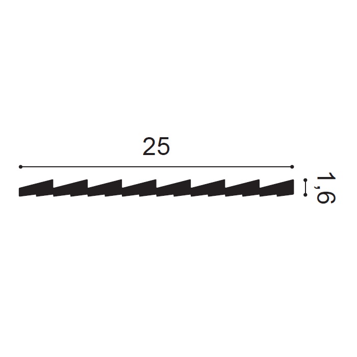 Stepped geometric wall panel profile with repeating angular ridges modern decorative moulding
