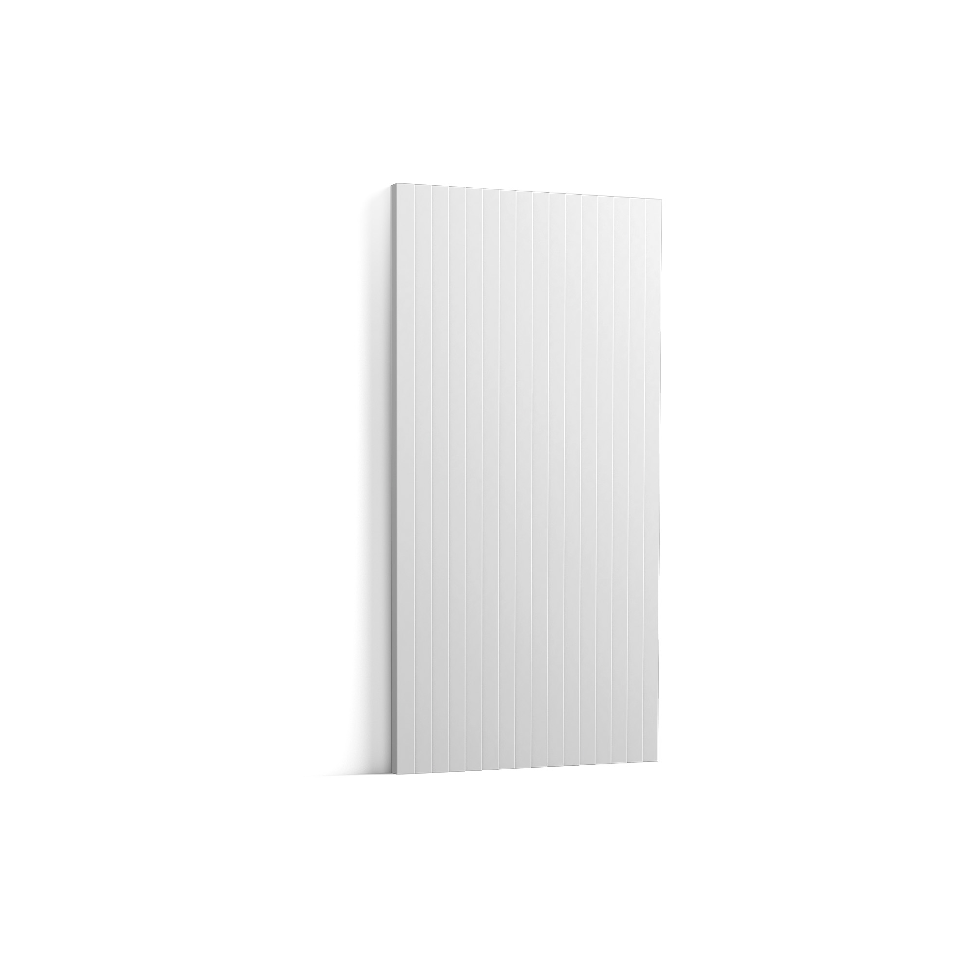 ORAC WX204 decorative wall panel with fine vertical grooves, creating a subtle contemporary feature wall with clean architectural lines.