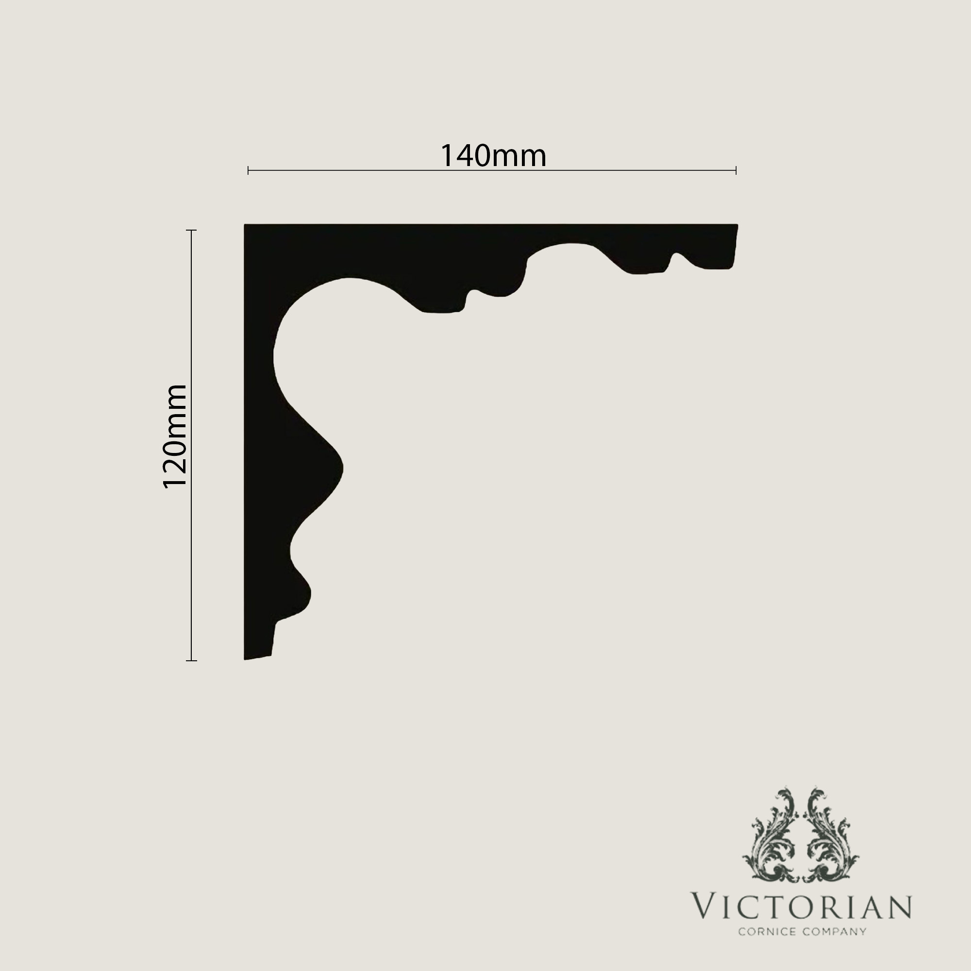 Victorian plaster cornice C7 cross section showing swan neck profile with bead detail
