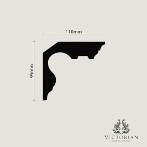 Victorian plaster cornice C8 cross section showing compact swan neck profile