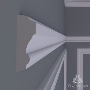 P17 handmade plaster dado rail installed on an interior wall with decorative panel mouldings in a traditional room.