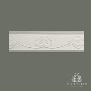 P36 decorative handmade plaster dado rail featuring an ornate period design with traditional leaf and scroll detailing.
