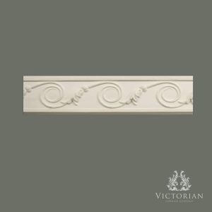 P38 decorative handmade plaster dado rail featuring elegant scrollwork and flowing floral detailing for traditional interiors.
