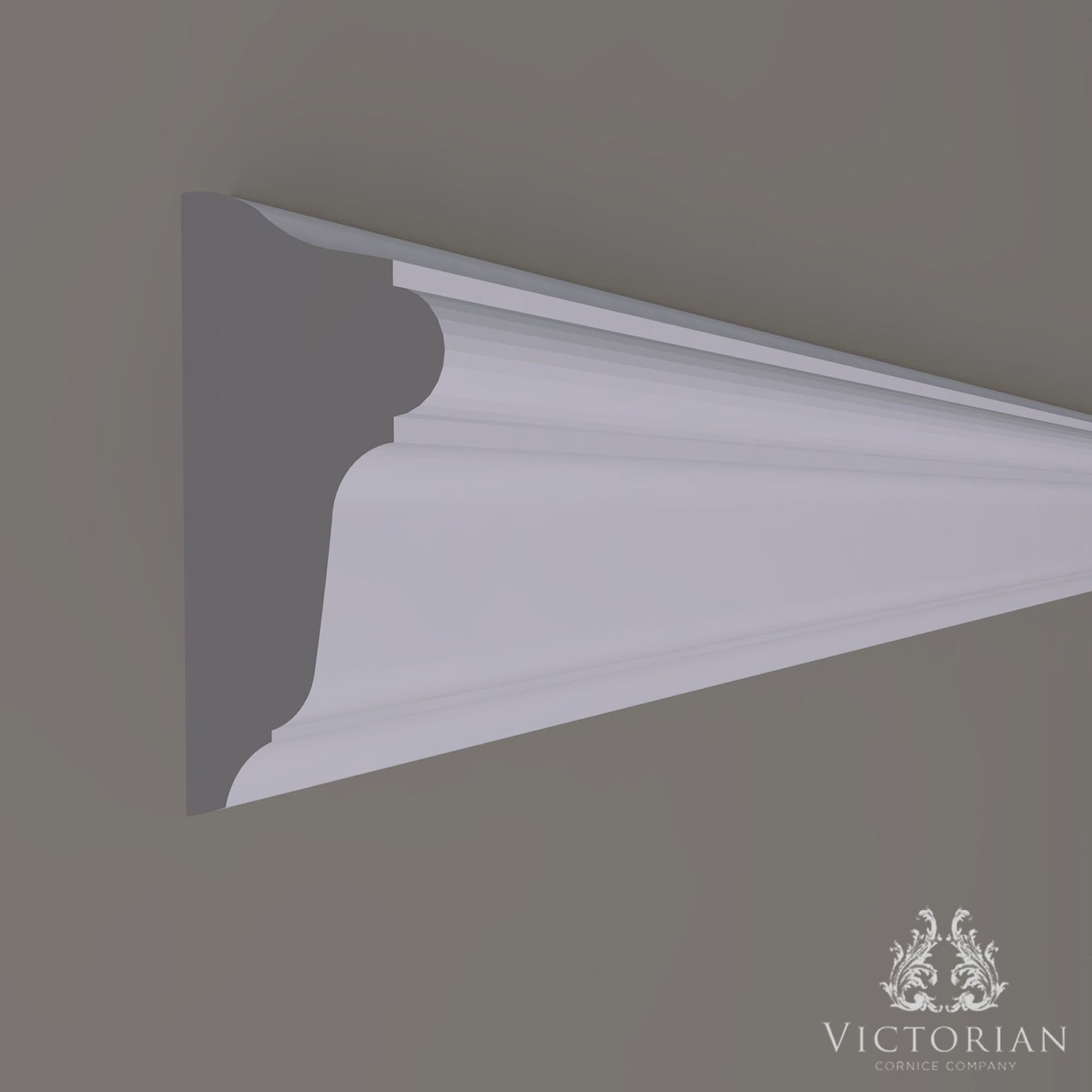 P8 handmade plaster dado rail installed on an interior wall, featuring a large traditional stepped profile.