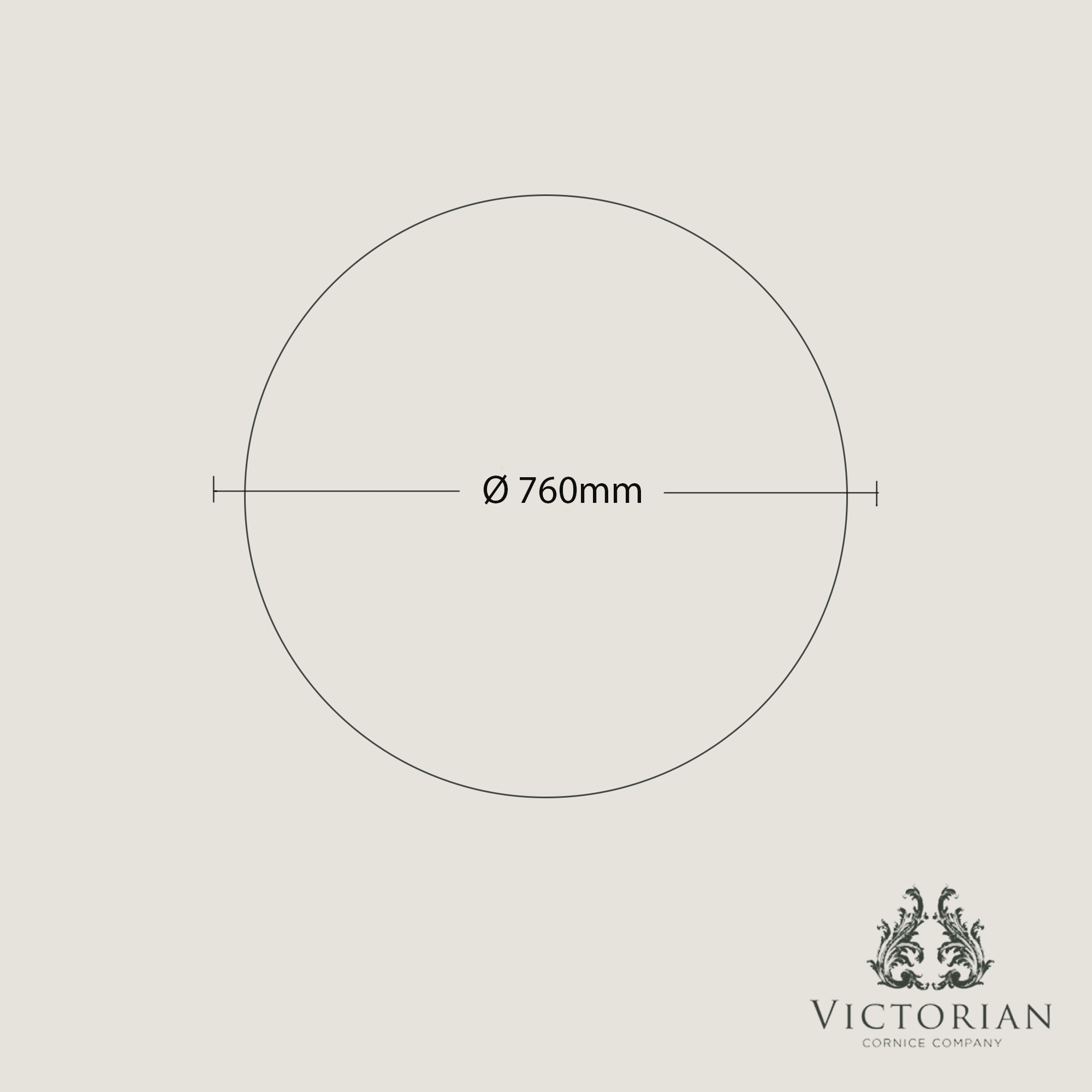R4 plaster ceiling rose size diagram showing 760mm diameter