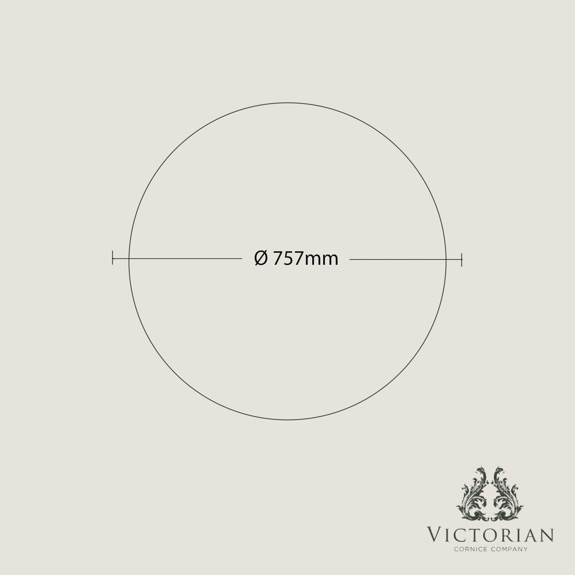R47 plaster ceiling rose size diagram showing 757mm diameter