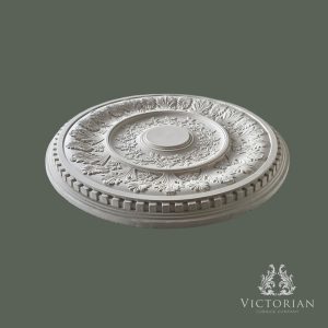 R1 Plaster Ceiling Rose – 540mm Side Profile R1 plaster ceiling rose 540mm side profile showing depth and floral detail