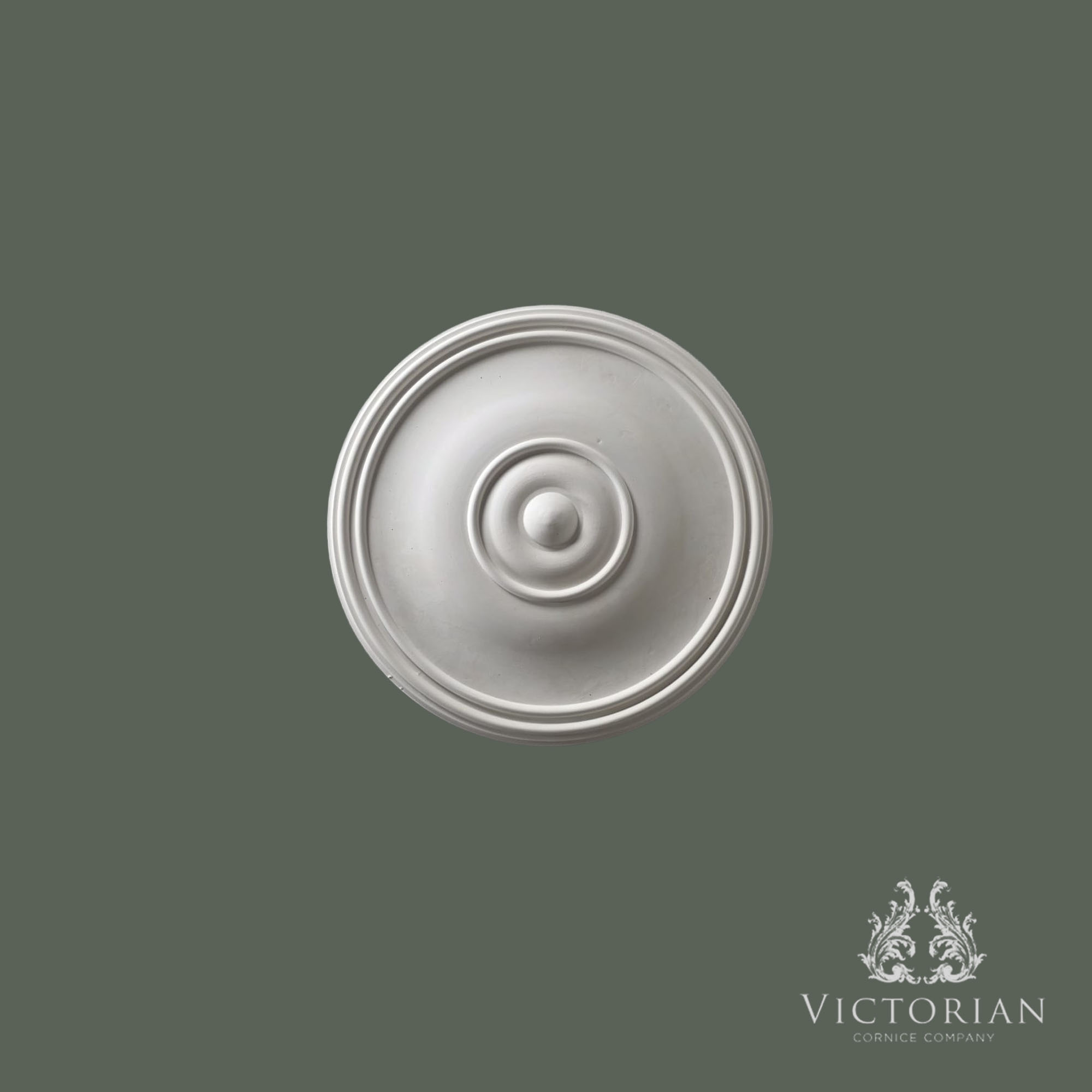 R14 handmade plaster ceiling rose with concentric ring design, 390mm diameter