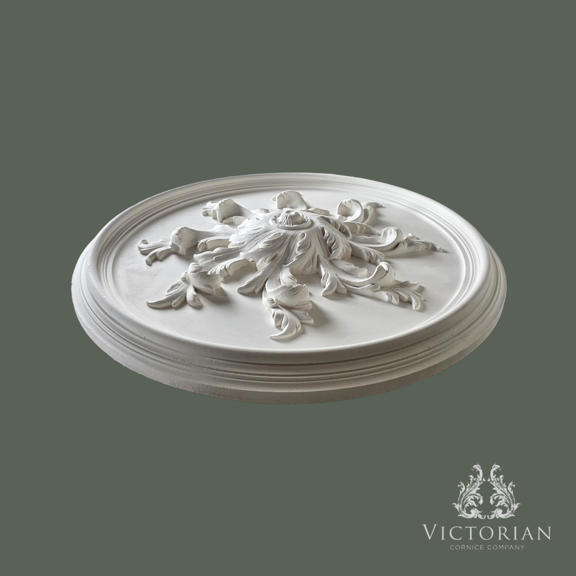 R16 plaster ceiling rose 820mm side profile showing leaf centre detail and depth