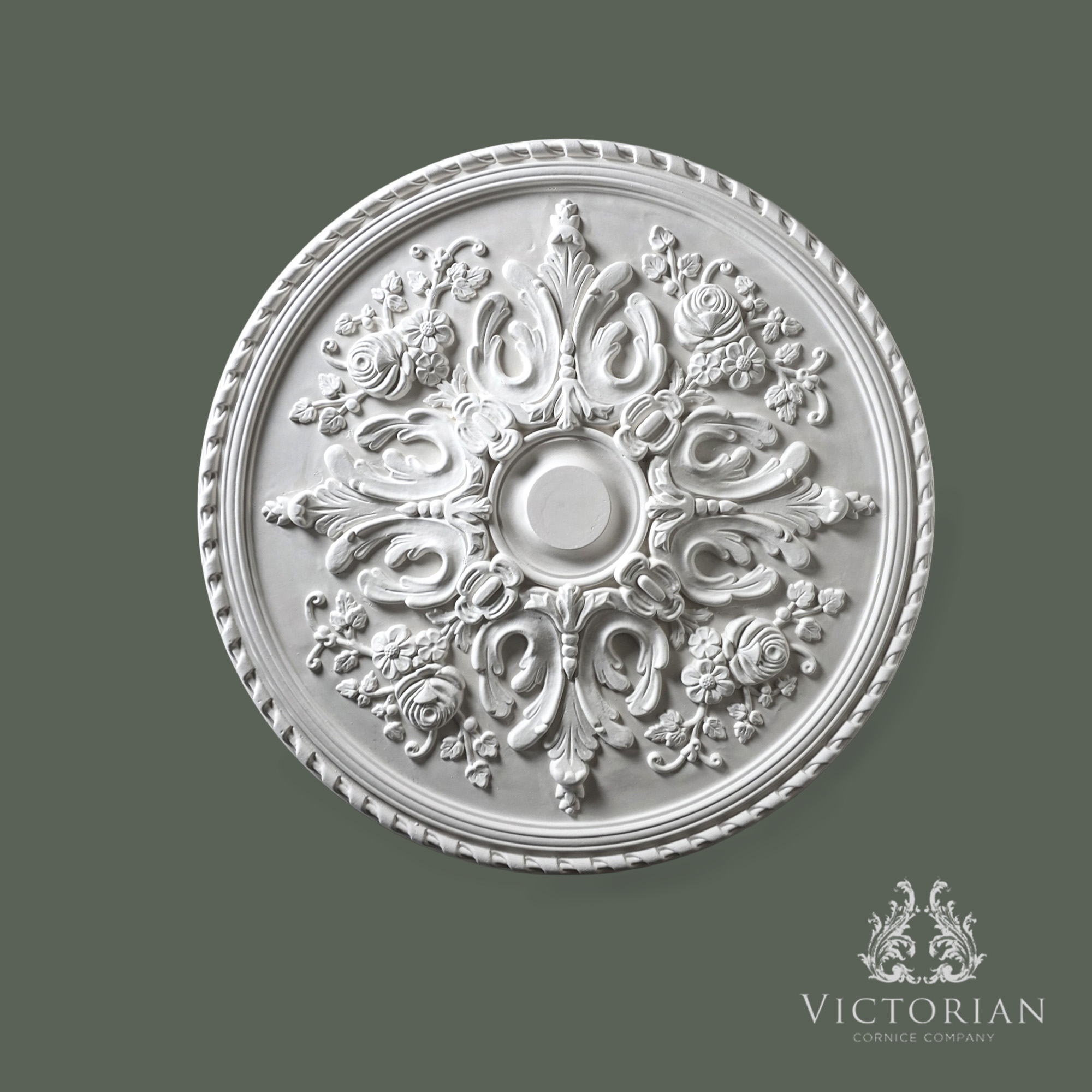 R24 plaster ceiling rose 820mm ornate floral and scroll design decorative ceiling centre
