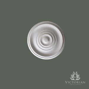 Front view of the R26 handmade plaster ceiling rose featuring a simple concentric stepped design with a smooth traditional finish.