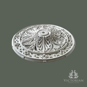 R32 Plaster Ceiling Rose – 700mm Side Profile R32 plaster ceiling rose 700mm side profile showing openwork detail and deep projection