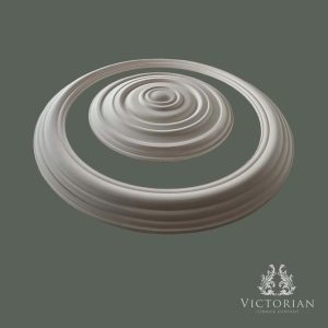 R40 Handmade Plaster Ceiling Rose & Ring Set – Side Profile Side profile of the R40 handmade plaster ceiling rose and matching ceiling ring, showing the smooth stepped profiles and handcrafted plaster construction.