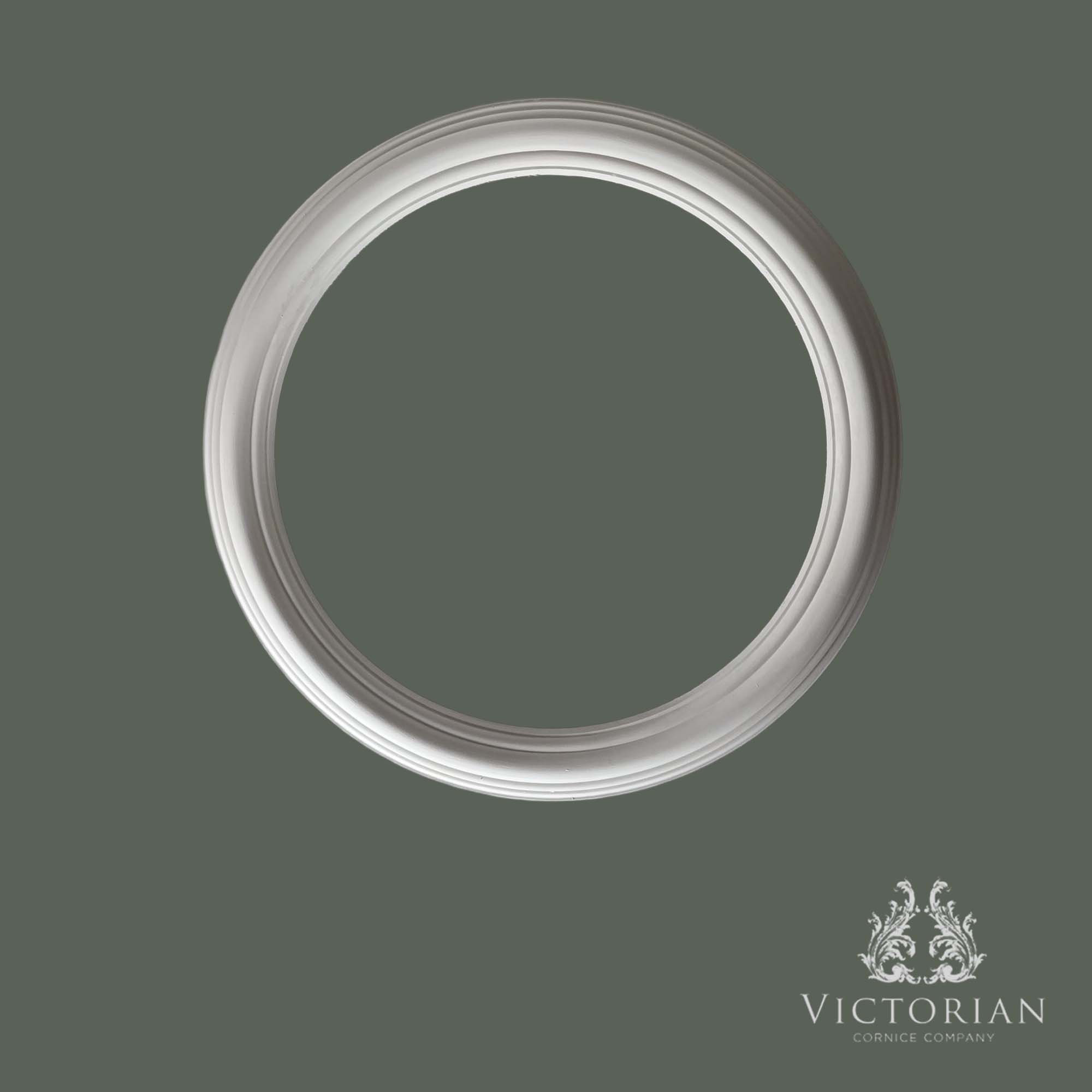 Front view of the R40A handmade plaster ceiling ring with a smooth stepped profile, designed to frame decorative ceiling roses or light fittings.