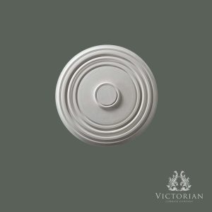 R41 handmade plaster ceiling rose with a simple concentric ring design and smooth domed centre, 510mm diameter.