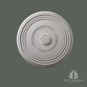 R43 handmade plaster ceiling rose with a simple concentric ring design and finely moulded centre, 687mm diameter.