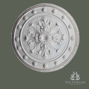 R53 handmade multi-piece plaster ceiling rose, 1480mm diameter, featuring an ornate acanthus centre with decorative moulded outer band.