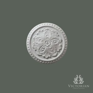R57 handmade plaster ceiling rose with an acanthus leaf design and decorative dentil border, 450mm diameter.