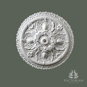R68 plaster ceiling rose 602mm ornate floral and scroll design with decorative border