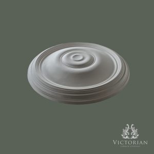 Side profile of the R72 plain plaster ceiling rose showing its smooth domed centre, stepped rings and handcrafted finish.