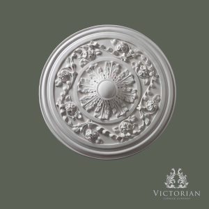 R75 handmade plaster ceiling rose, 840mm diameter, featuring an ornate acanthus leaf centre surrounded by floral scrollwork and a traditional moulded border.