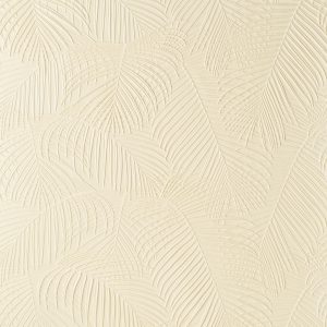 Embossed Lincrusta wallcovering with layered palm leaf pattern and geometric panel detailing