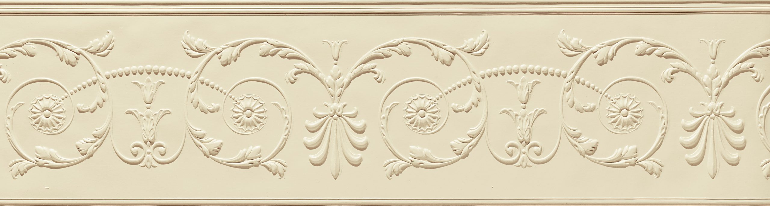 Lincrusta RD1958FR Diana Frieze decorative embossed wall frieze with scrolling acanthus leaves and rosette motifs