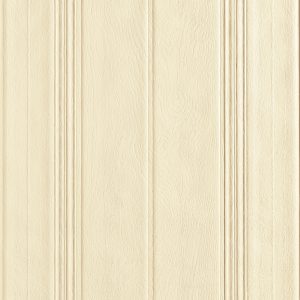 Lincrusta Linenfold wallcovering with vertical woodgrain texture in cream finish