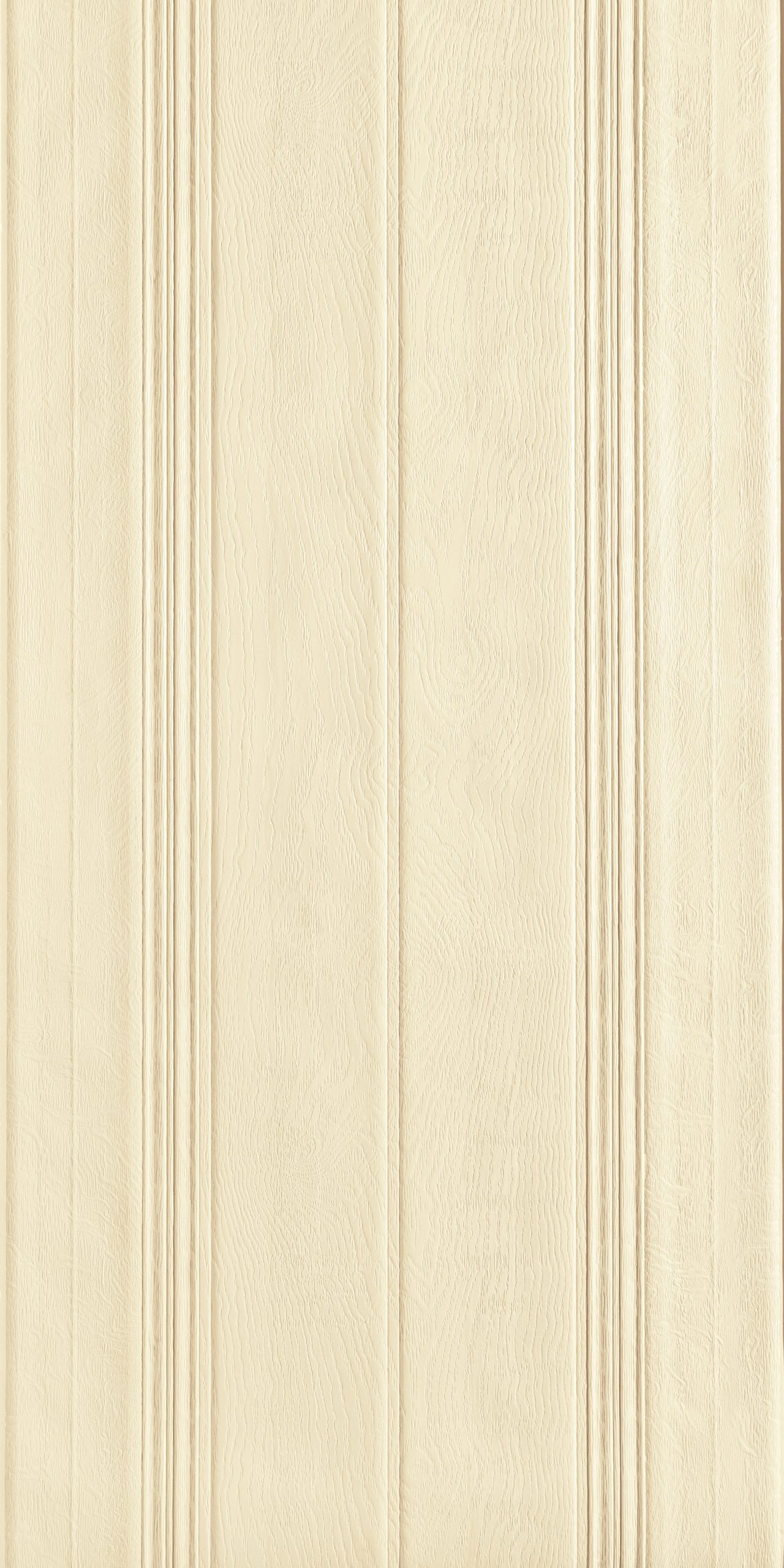 Lincrusta Linenfold wallcovering with vertical woodgrain texture in cream finish
