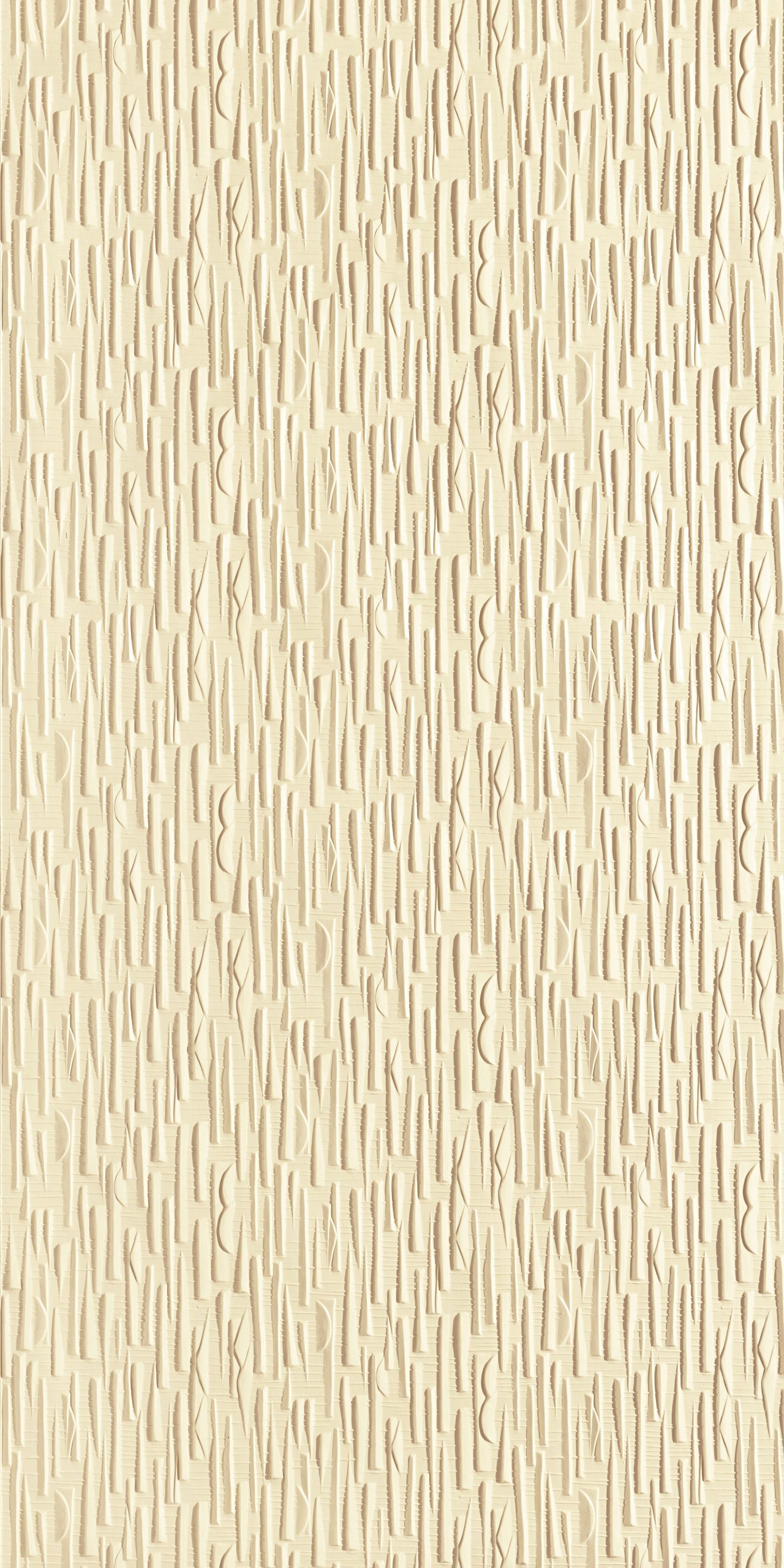 Lincrusta textured wallcovering with abstract vertical pattern in cream finish