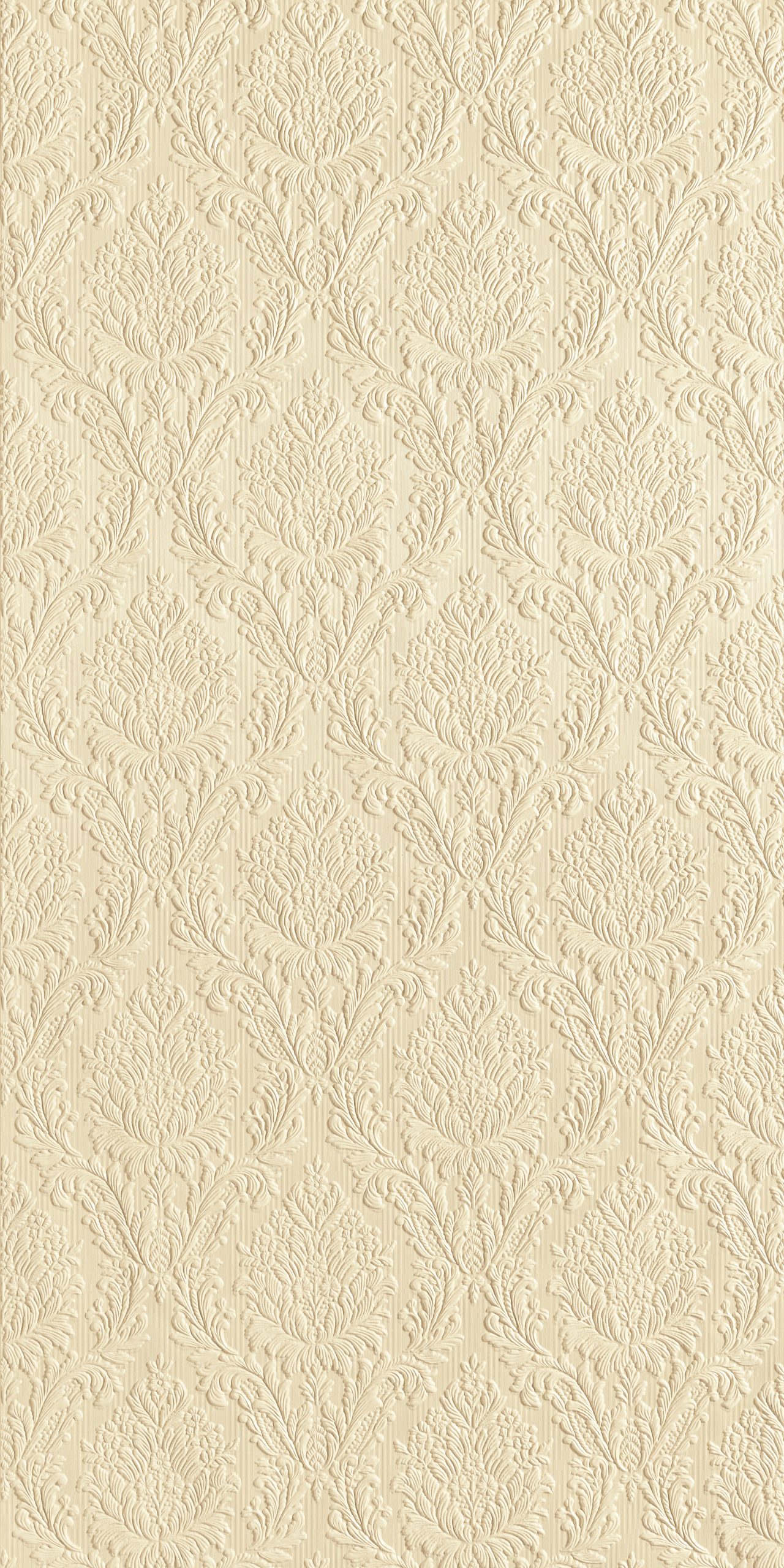 Lincrusta Sophia wallcovering with ornate damask pattern in cream finish